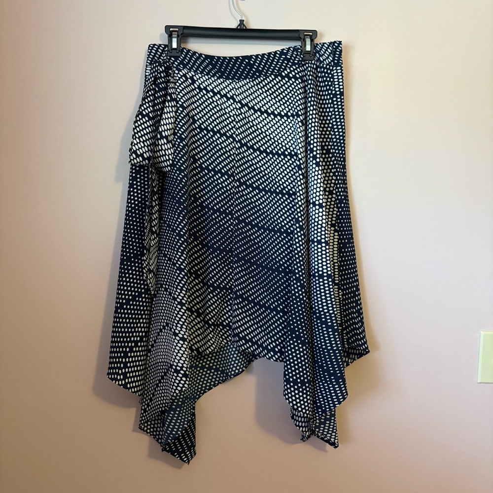 Banana Republic Navy/White Handkerchief Midi Skirt with Self-Tie Belt